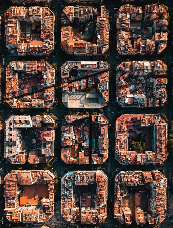 my-steps Stunning aerial photograph of Barcelona's distinct city block pattern.